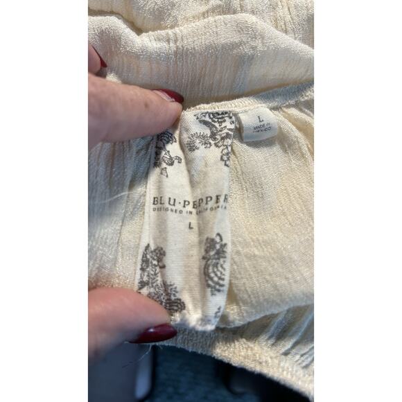 Blu Pepper Crop Top Women Large Boho Off Shoulder Snake Skin Balloon Sleeves Y2K - Picture 7 of 8